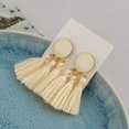 thumbnail image 1 of Pendientes para niñas, pendientes de tela de algodón hechos a mano, estilo étnico vintage, con flecos, pendientes de borlas bohemios a la moda para mujer, joyería de boda, 1 of 1