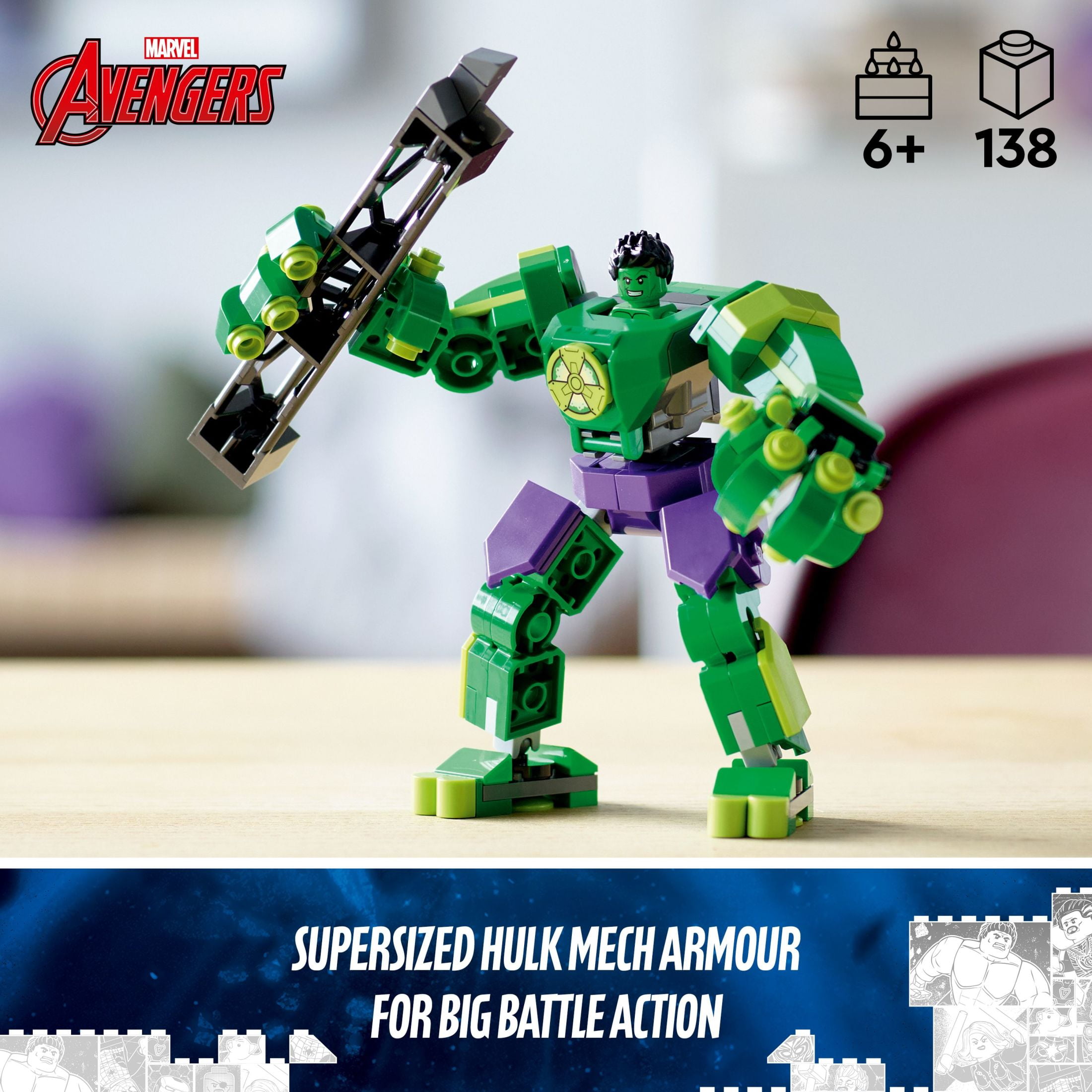 LEGO Marvel Hulk Mech Armor Posable Marvel Building Toy Avengers Action Figure for 6 Year Old Boys Girls and Kids or Marvel Fans of Any Age 76241 Walmart