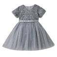 thumbnail image 1 of HXWCHs Robe en Coton Robe de Fête Brillante Robe de Concours en Couches pour Célébrations Estivales et Gris 7-8 Ans, 1 of 4