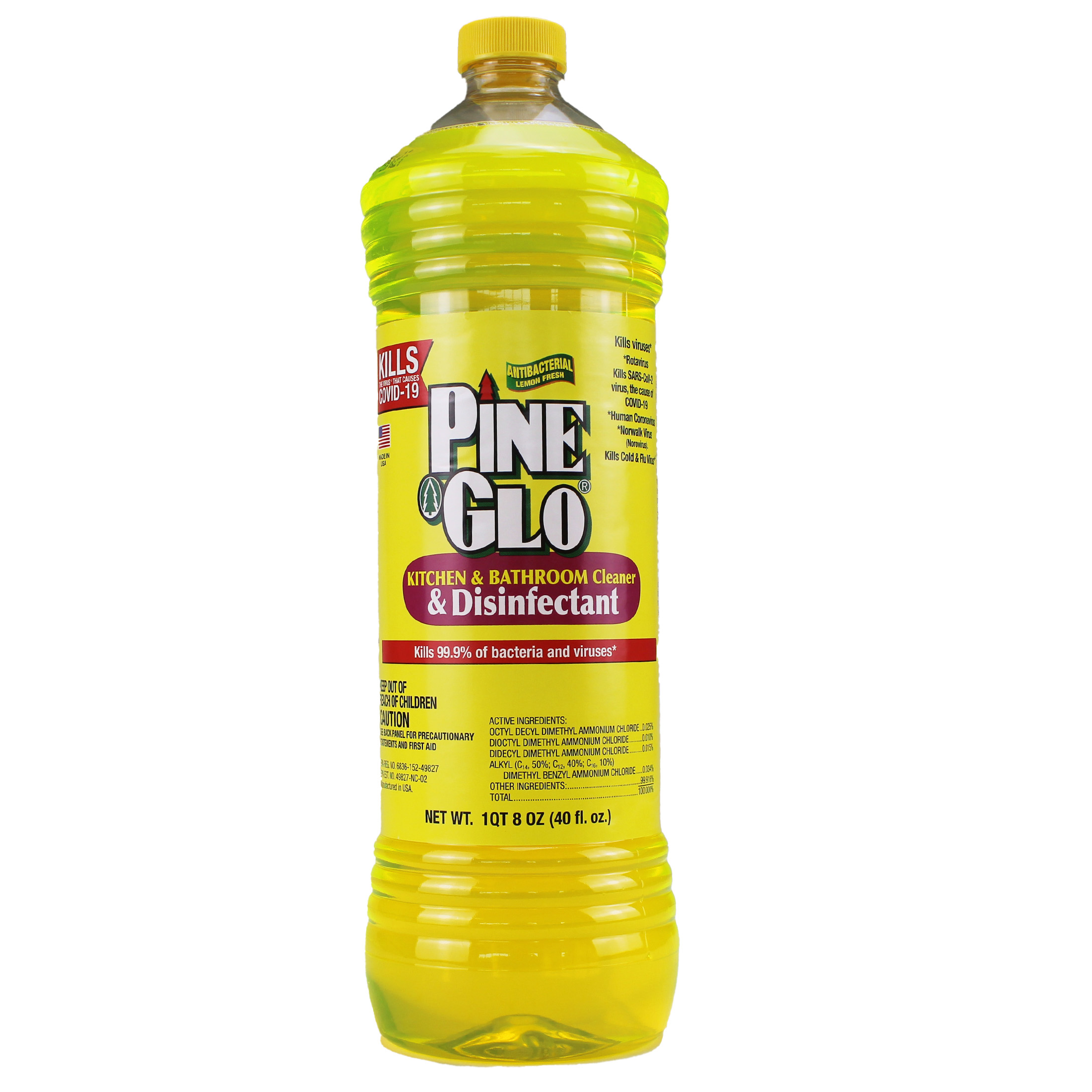 Pine Glo Kitchen & Bath Household Cleaner, Lemon, 40 oz