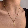 thumbnail image 3 of Collier Ras du Cou Simple Pendentif Croix Plaqué Or 18K Collier Minuscule Simple pour Femmes Filles, Doré, 3 of 5