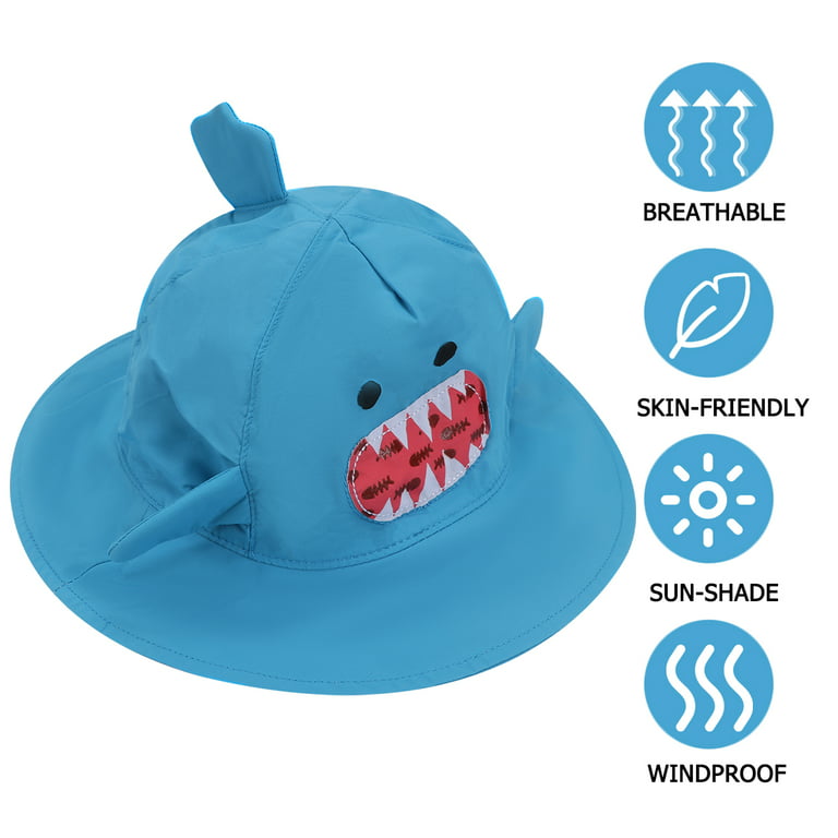 Homemaxs 1pc Outdoor Hat Sun-proof Cartoon Sun Blocking Hat for Children (Blue Shark, 54cm / 21.25inches Head circumferenceSuitable for, Kids Unisex