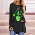 thumbnail image 2 of Pompotops T-Shirt à Manches Longues et Col Rond Femme Casual St. Patrick Top Chemisier, 2 of 5