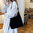 thumbnail image 5 of HUISZJ Retro Suede Shoulder Bag, PU Leather Slouchy Handbag, Large Capacity Tote Bag for Women Travel Work (Black), 5 of 10
