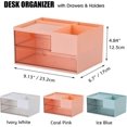 thumbnail image 2 of Desk Organiser, Desktop Storage Box with Drawers & Holders, Desk Accessories for Pencil, Makeup & Art Crafts (Large, 2 Drawers, Blue), 2 of 4