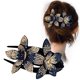 thumbnail image 2 of Pinza para el pelo con doble flor y diamantes de imitación para mujer, pinza para el pelo con cristales, pasadores para peinar el cabello, tocado con diamantes de imitación para mujeres y niñas, 2 of 12