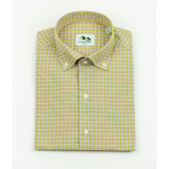 Wear Sierra Top Shelf Cotton Button Down Short Sleeve Shirts Green Plaid