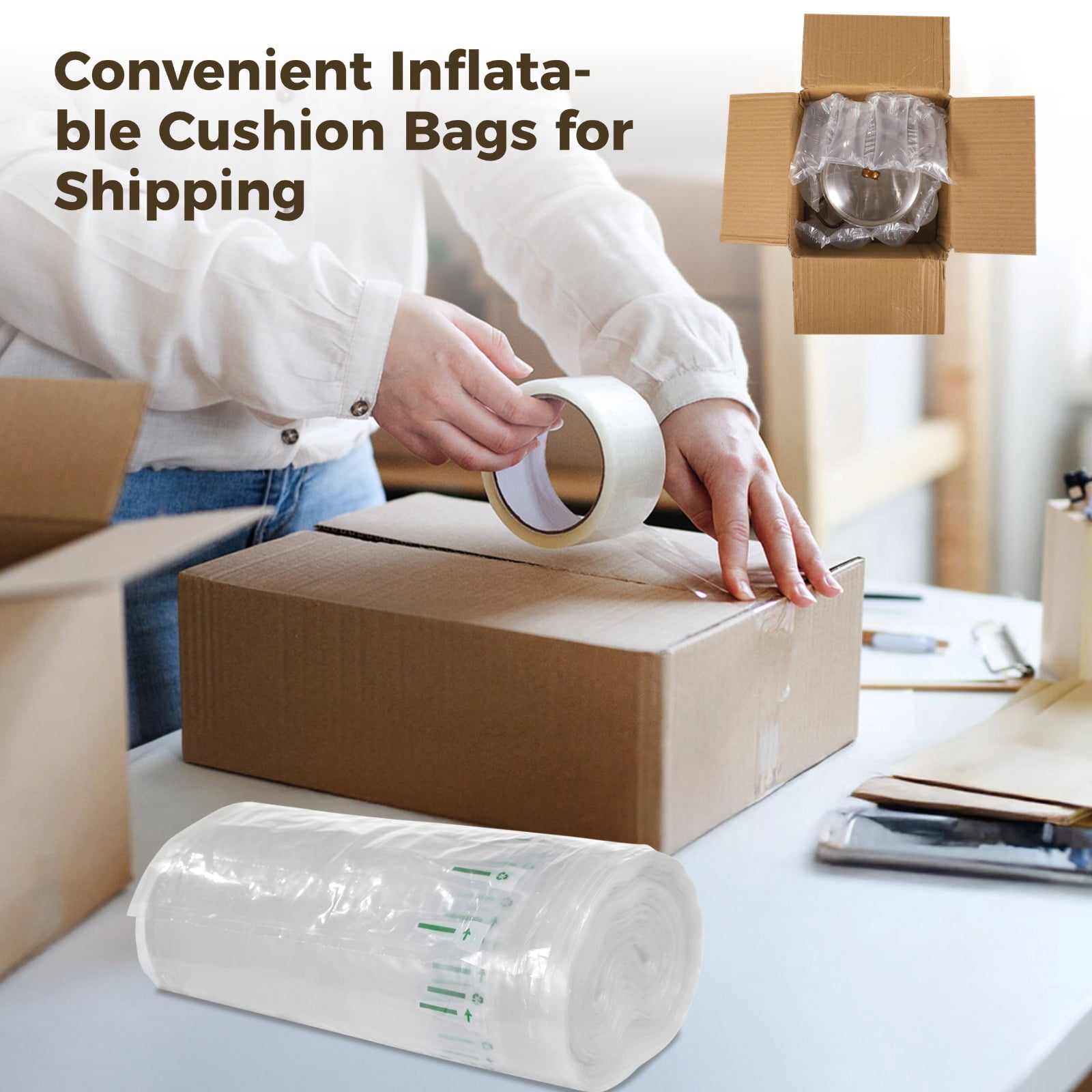 500 PCS Inflatable Cushion Bags Protect Air Pillows, Anti-Pressure Air Bubble Wrap for Moving Shipping Packing, Thickened PA+PE Material, Includes Hand Pump