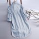 thumbnail image 4 of ICHUANYI Clearance Women Stripe Long Sleeve Turn-down Collar Button Loose Shirts Blouse(Light Blue, XL) ICHUANYI WER2023081202048, 4 of 6