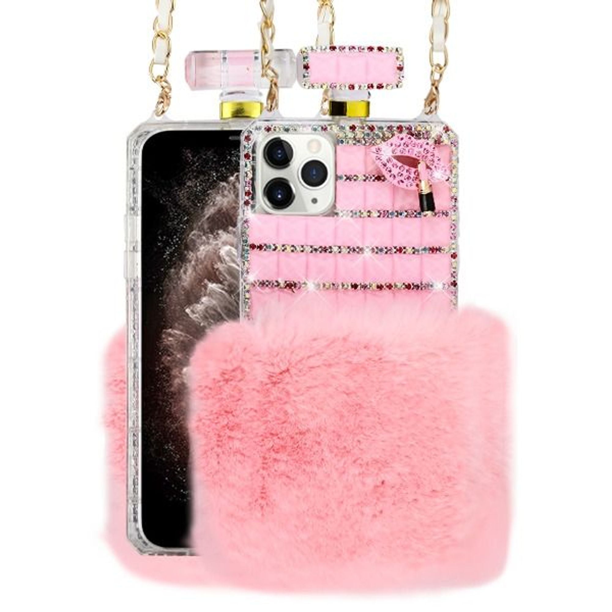 For Apple iPhone 11 Pro Max Case, by Insten Cute Plush with Chain
