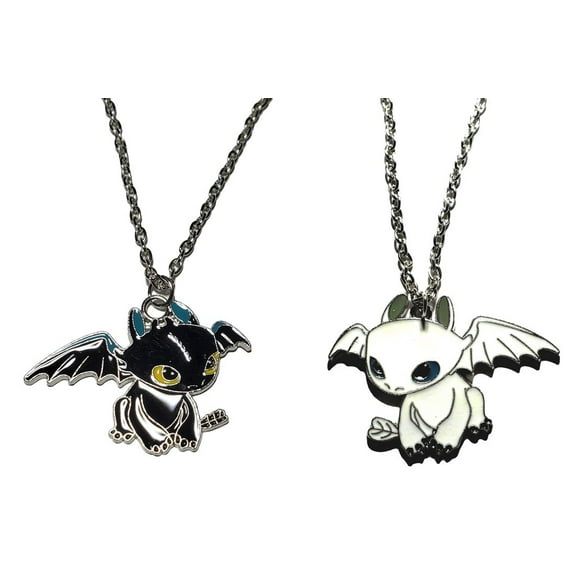 How To Train Your Dragon Night Fury And Light Fury Metal Pendant Necklace Set