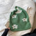 thumbnail image 2 of 7621 Bolso Hobo Versátil Punto Flores Gran Capacidad Bolso Tejido Bolso Hombro Hueco Malla (verde) Verde, 2 of 9