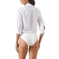 thumbnail image 3 of INSPIRE CHIC Business Casual Bodysuit Top for Women 3/4 Sleeve Collared Work Office Leotard Blouse Shirt XS White, 3 of 6