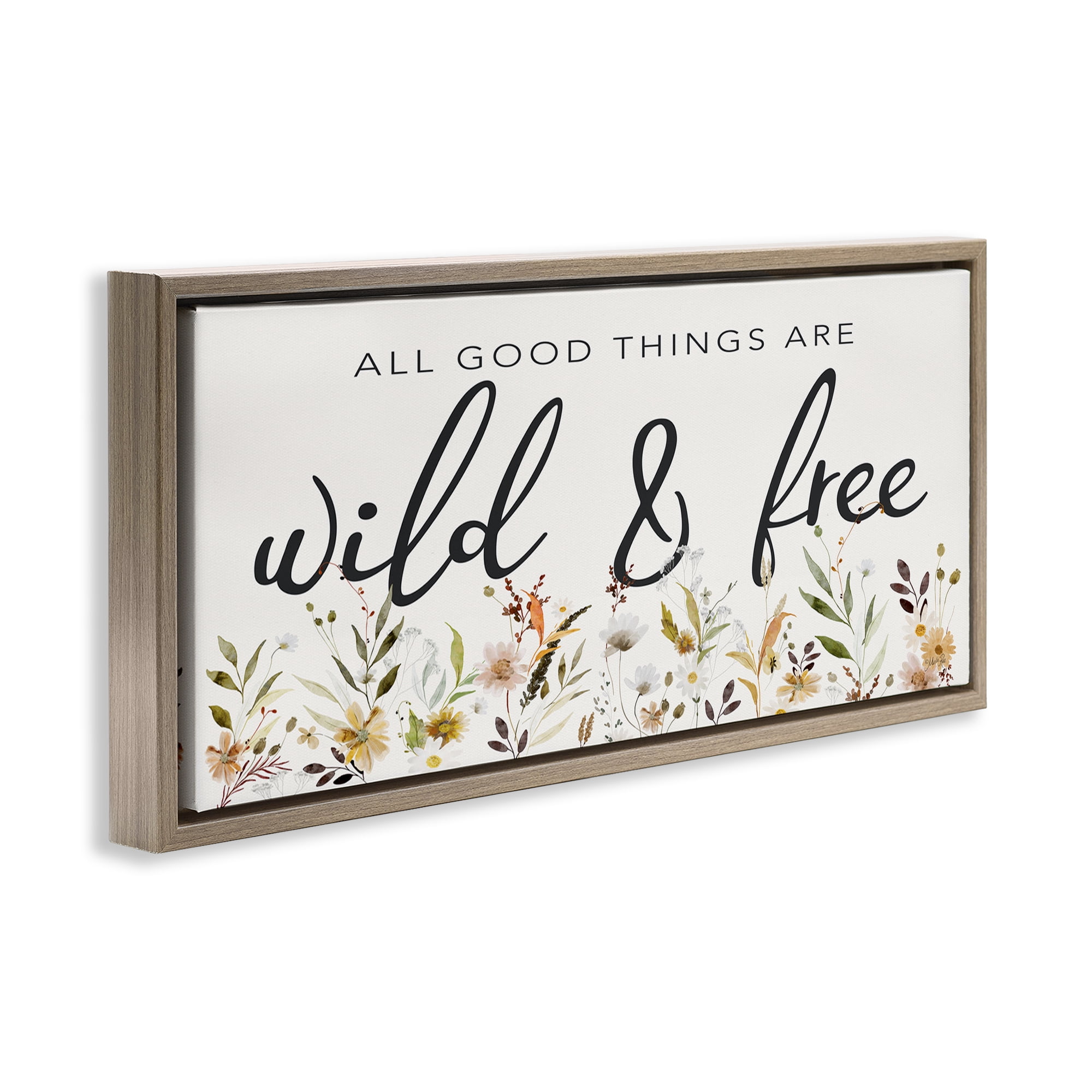 Stupell Industries Wild & Free Sentiment Botanical & Floral Painting Brown Floater Framed Art Print Wall Art, 31 x 14
