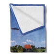 thumbnail image 2 of Landscape Soft Flannel Fleece Blanket, Tulip Blooms with Classic Dutch Windmill Netherlands Countryside Spring Picture, Cozy Plush for Indoor and Outdoor Use, 50" x 70", Yellow Blue, by Ambesonne, 2 of 5