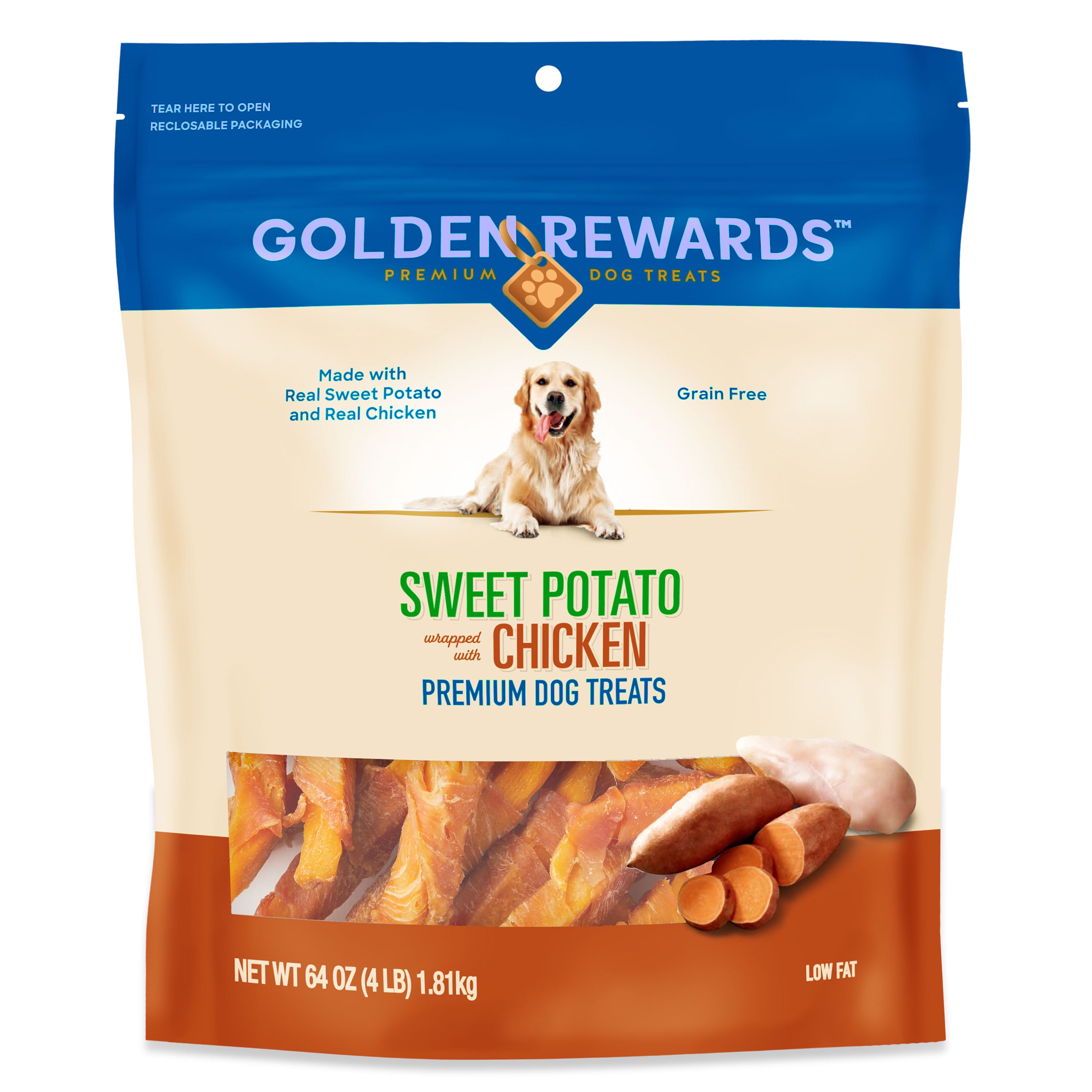 Golden Rewards Sweet Potato Wrapped with Chicken Dog Treats, 32 oz