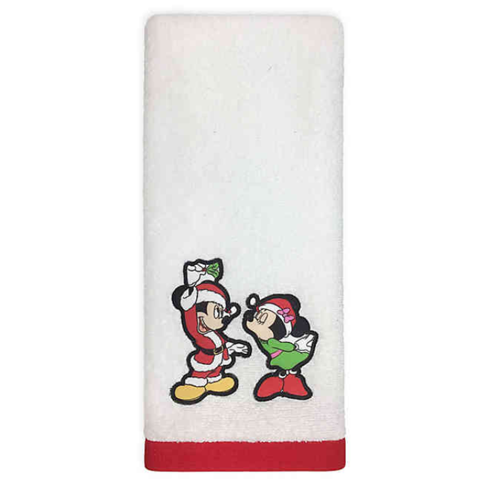 Disney Mickey Mouse Minnie Mouse Hand Towel White Christmas Holiday 16