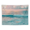 thumbnail image 5 of PRATYUS  Ocean Pink Sky Tapestry, Teal Sea Ocean with Pink Cloud Wall Tapestry for Bedroom, Pastel Nature Landscape Wall Hanging Tapestry Wall Art for Living Room Home Decor Painting, 5 of 6