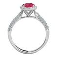 thumbnail image 2 of Mauli Jewels Rings for Women 1.20 Carat Diamond And Oval Shaped Created Ruby Ring 4-prong 10K White Gold, 2 of 6