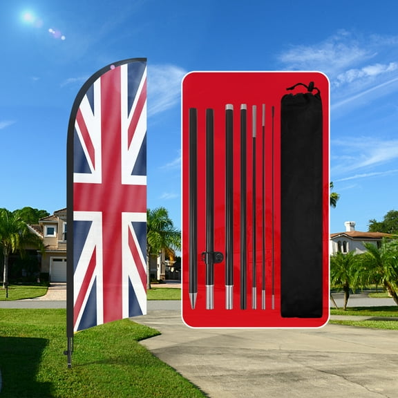 QSUM England Sign Feather Flag with Pole Kit,7FT England Decoration Display, the United Kingdom Business Sign