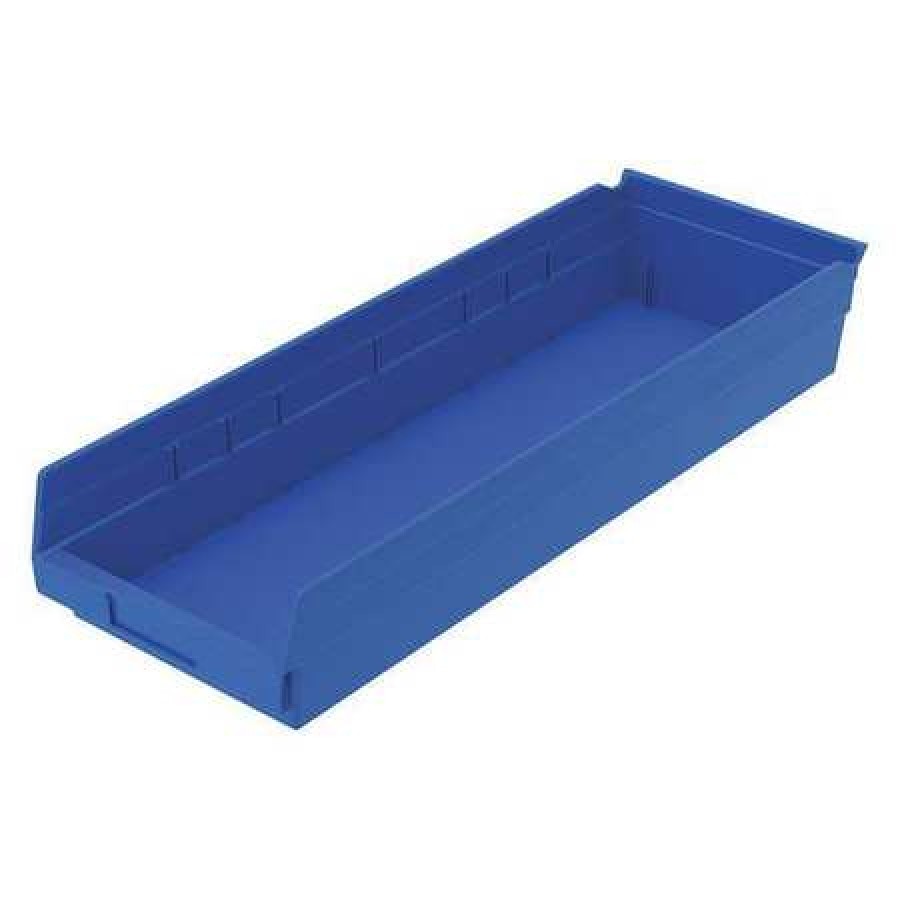 Akro-Mils 30184 Plastic Nesting Shelf Bin Storage Box, 24 Deep, Blue - Set  of 6 