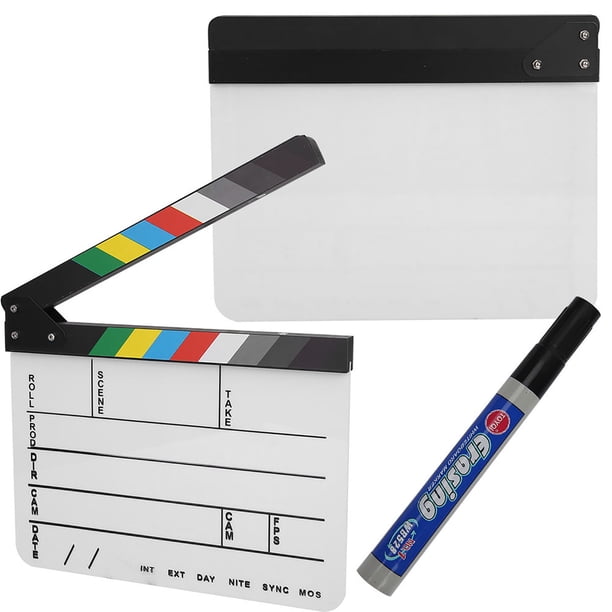 Claqueta, claqueta de acrílico para escena de director, claqueta de director, tablilla de utilería con diseño exquisito