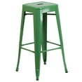 thumbnail image 1 of 30'' High Backless Green Metal Indoor-Outdoor Barstool with Square Seat, 1 of 9