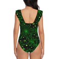 thumbnail image 6 of Yiaed Green Bright Web with Spiders Print Women's Ruffled One Piece Swimsuit V Neck Swimwear Slimming Monokini for Woman-Large, 6 of 8