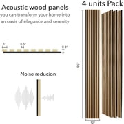 Wood Panels for wall - Oak Acoustic Wall Panels - 4PK Wall Wood Panels - 94.49 x 12- Soundproof Wood Wall Panels for Decor - Acoustic Slat Wood Wall Panels for Interior decoration of Walls