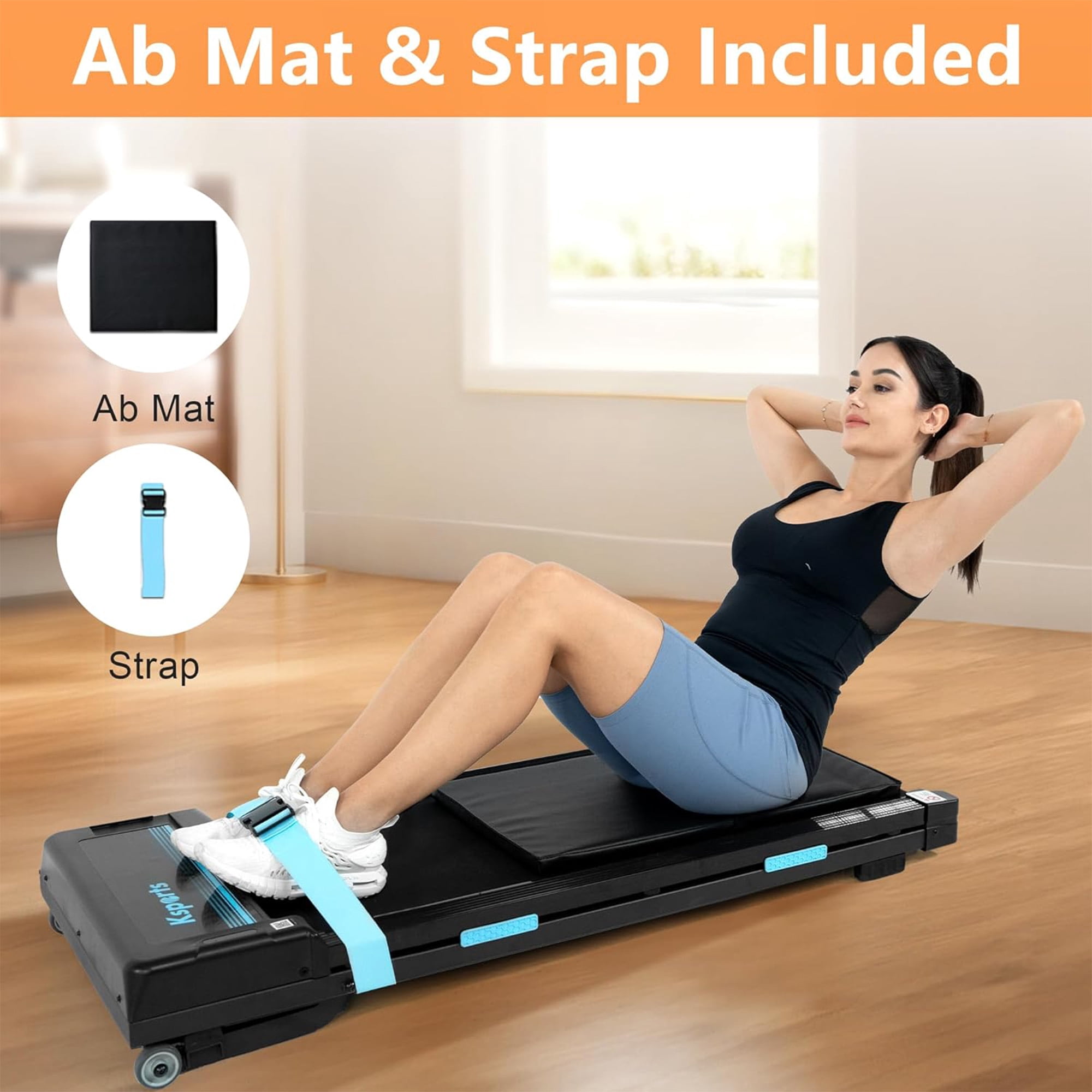 Ksports Under Desk Walking Pad Treadmill with Auto Incline & Wheels, 2.5 HP