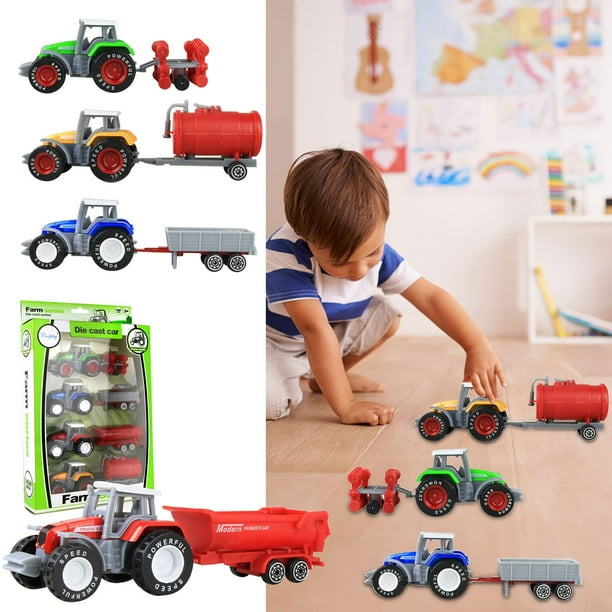 Sunhillsgrace Stress Relief Toy Truck Toy Tractor With Trailers 4 Piece