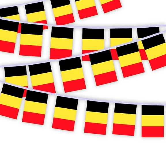 30 PCS Belgium Flag String,32 FT belgian Bunting,Decoration Banner for Outdoor Indoor Patio Yard Decor