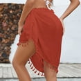 thumbnail image 4 of Edvintorg Women Beach Sarong Bathing Suit Wrap Skirt Women's Summer Vacation Beach Skirt Sunscreen Tassel Strap Mini Skirts Red Free Size, 4 of 5