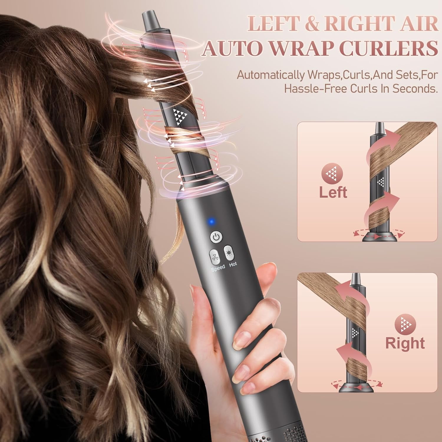 New 6 in 1 Air Styling & Drying System, Powerful High Speed Hair Dryer Brush & Multi-Styler with Auto Wrap Curlers,Hair Straightener Brush,Round Volumizing Brush,Soft Smoothing Brush