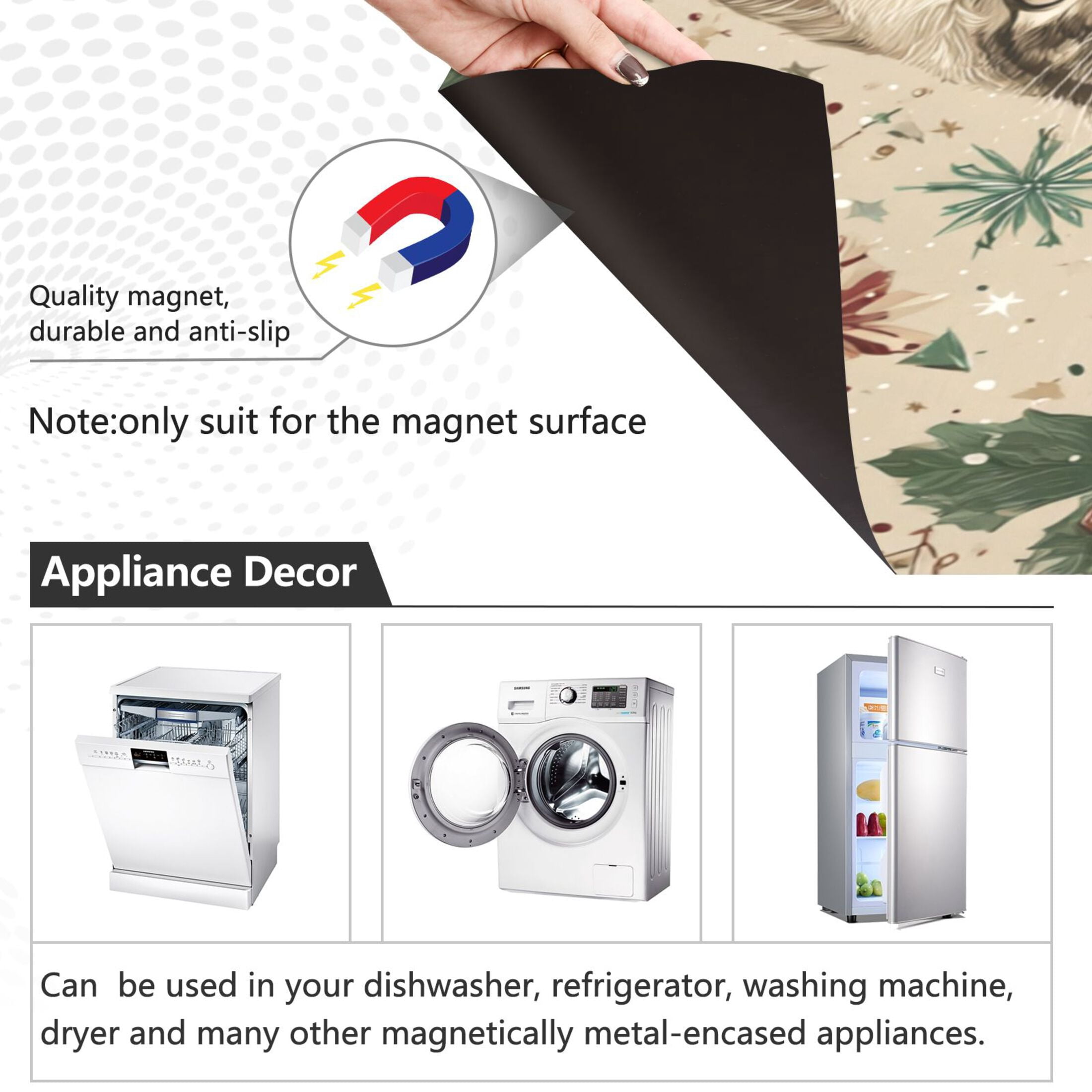 Dishwasher Sticker Magnetic Dishwasher Sticker Magnetic Decorative Sticker Refrigerator Sticker Dishwasher Decorative Stickers Magical Christmas Black Cat