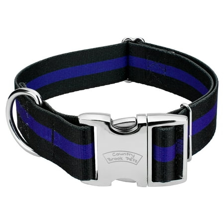 Country Brook Petz - 1 1/2 Inch Premium Thin Blue Line Dog Collar