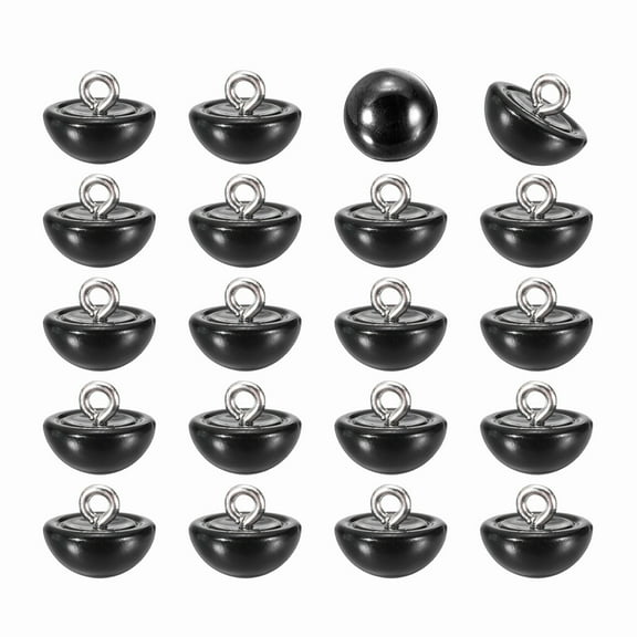 20pcs 18L Round Faux Pearl Buttons 11.5mm 4/8" Half Ball Dome Metal Shank Sewing Buttons Replacement DIY Small Button for Clothing Bridal Wedding Dress DIY Crafts, Black