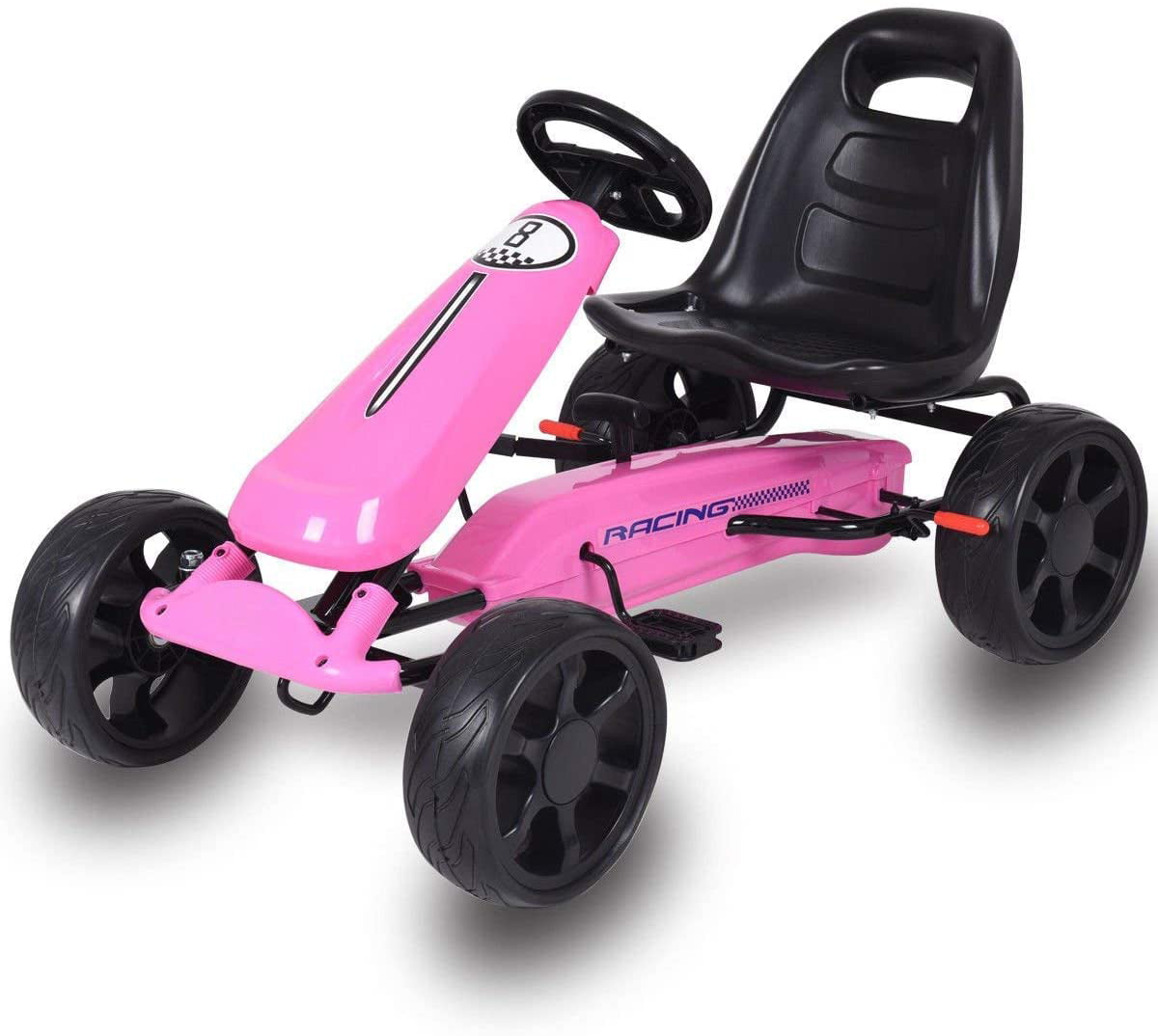 Durable Outdoor Children's 4 Wheel Pedal Powered Riding Kart Car-Pink 