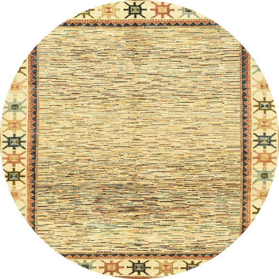 Ahgly Company Machine Washable Indoor Round Abstract Cinnamon Brown Area Rugs, 6' Round