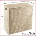 thumbnail image 3 of Casafield 2-Section Laundry Hamper with Lid and Removable Liner Bags - Whitewash White, Woven Water Hyacinth Laundry Basket for Clothes, 3 of 7