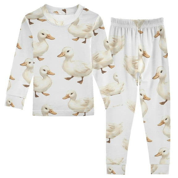 joogoo Ducks 2 Piece Long Sleeve Tee and Pants Cotton Pajama Set 5Y