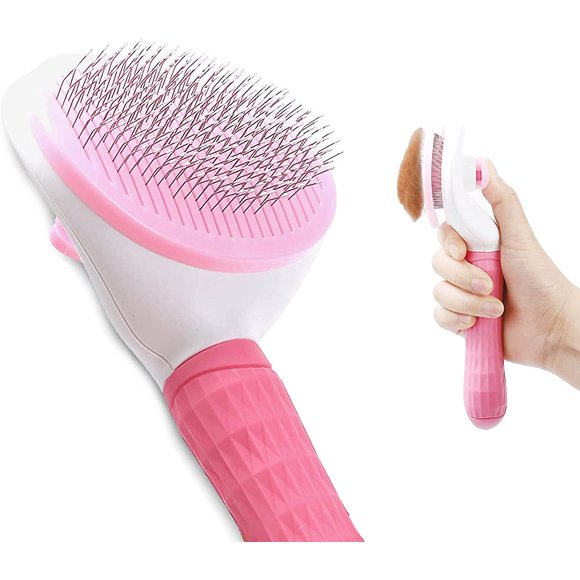 Cat Brush, Dog Brush, Self-cleaning Pet Grooming Brush, Effectively Removes Dead Hair And Lint From Long And Short Haired Pets (pink)