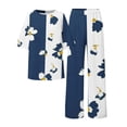 thumbnail image 4 of Jxximdong Pajamas for Women Set Summer Cotton Linen T Shirts Straight Leg Pant Plus Size 2 Piece Set Blue Loungewear S, 4 of 5
