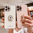 thumbnail image 2 of Funda blanda con soporte de anillo chapado en diamante de trébol para IPhone 14 Pro 13 12 11 Pro MAX XS XR X 6 6s 7 8 Plus 12 Mini SE 20 Tan Jianjun unisex, 2 of 2