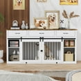 thumbnail image 5 of PAKASEPT Large Dog Crate Furniture, 70.9" Wooden Dog Crate Kennel with 3 Drawers and Divider, Sliding Door Double Kennel, Indoor Extra Large Dog Kennel Furniture TV Stand, White, 5 of 8