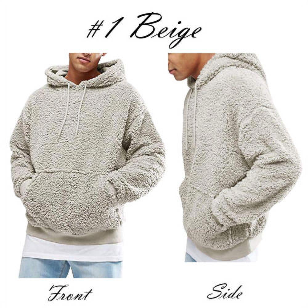 Men Fluffy Fleece Pullover Hoodie 
