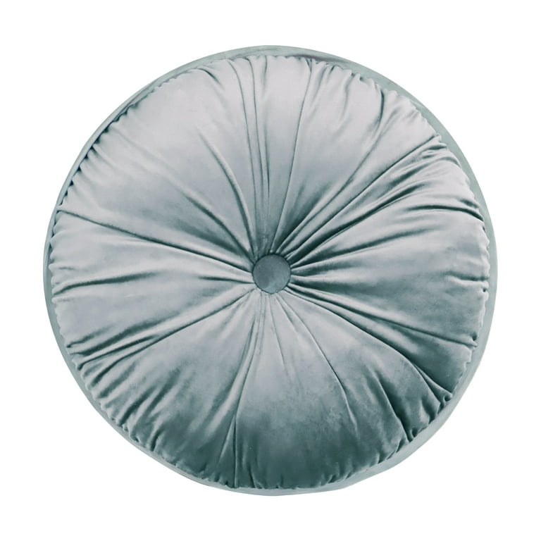 Neutral Velvet Pleated Round Pillow