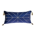 thumbnail image 1 of HomeRoots 402667 Blue & Gold Geo Velvet Lumbar Pillow with Gold Tassels, 1 of 1