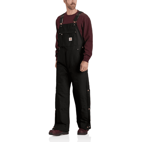 Carhartt 106672-BLK Firm Duck Loose-Fit Insulated Bib Overalls for Men, Black, L - Regular