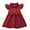Red, variant on Baby Toddler Girl Flutter Sleeve Stand Collar Cotton Dress